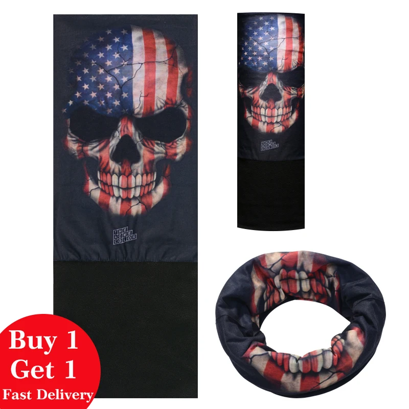 

ROCKBROS Winter Sports Cycling Scarf Scary Face Mask Seamless Fleece Bandana Balaclava Snowboard Mask For Running Skiing Cap Hat
