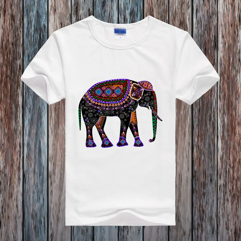 Free Shipping Summer New 2016 Men T shirt with Print Elephant O neck
