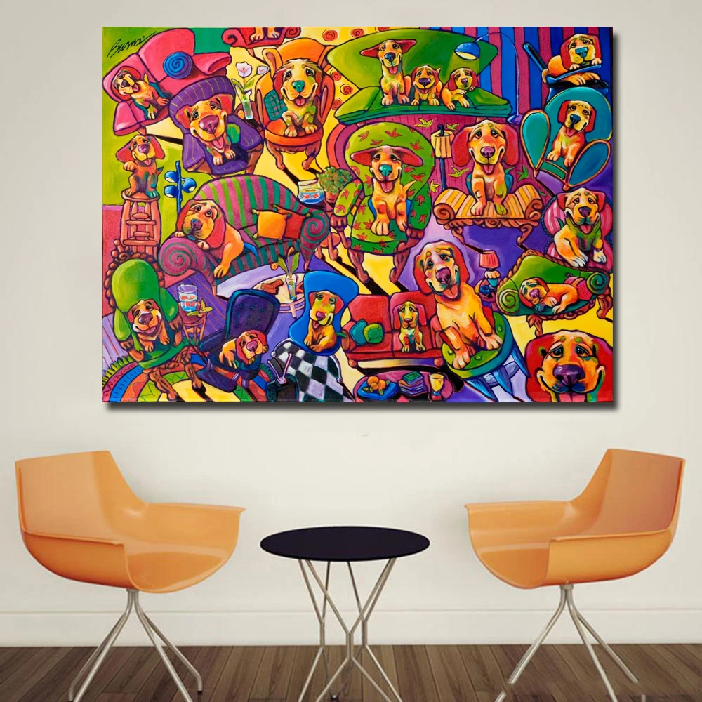 Dog family colorful Dogs Wall Art Canvas Painting Posters And Prints