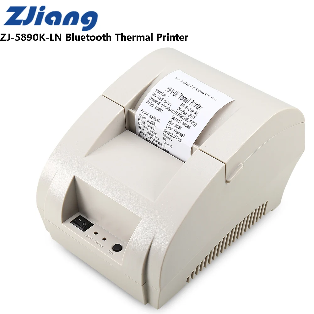 

ZJIANG ZJ-5890K-LN Portable Printer Bluetooth Thermal Receipt Machine 58mm 90mm/s Barcode Printing with USB Port for Android iOS