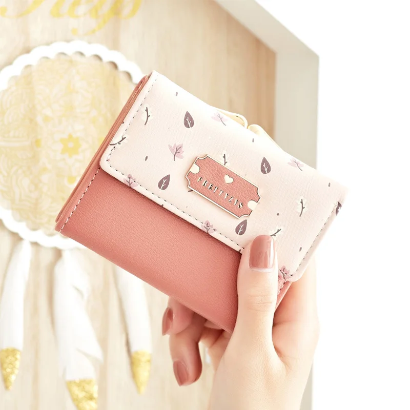 

Fashion Trifold Ladies Printing Wallets With Clip Coin Pocket Card Holder Brand Small Wallet women High Quality Female Purse