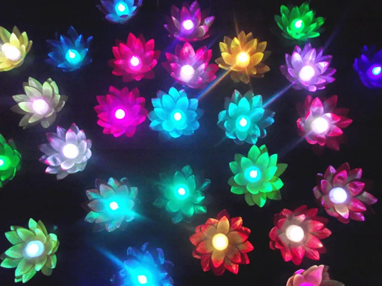 Высокое качество, Искусственные пластиковые цветы лотоса со светодиодным светильник s, вечерние, декоративный светильник, электронные wish.10x