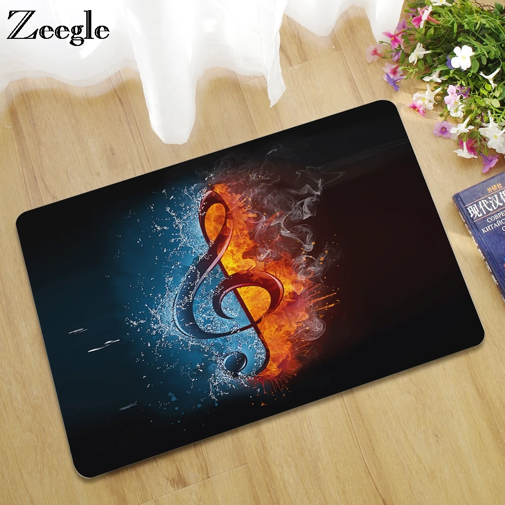 Zeegle Fire Printed Entrance Mat Waterproof Non-Slip Bathroom Rug Doormat Living Room Carpet Bedroom Mats Decorative Stair Mats