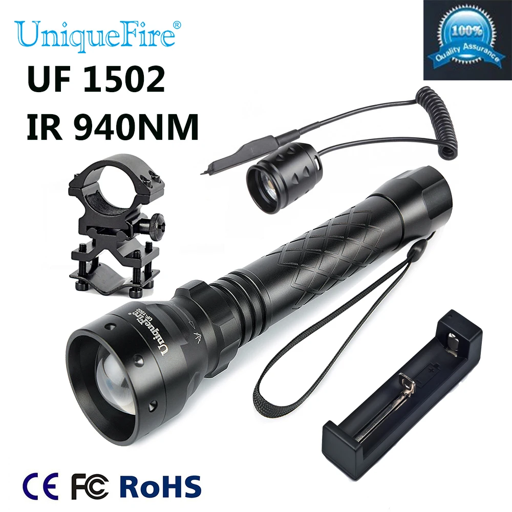 UniqueFire 1502 IR 940NM LED Adjustable Zoomable IR Flashlight Torch