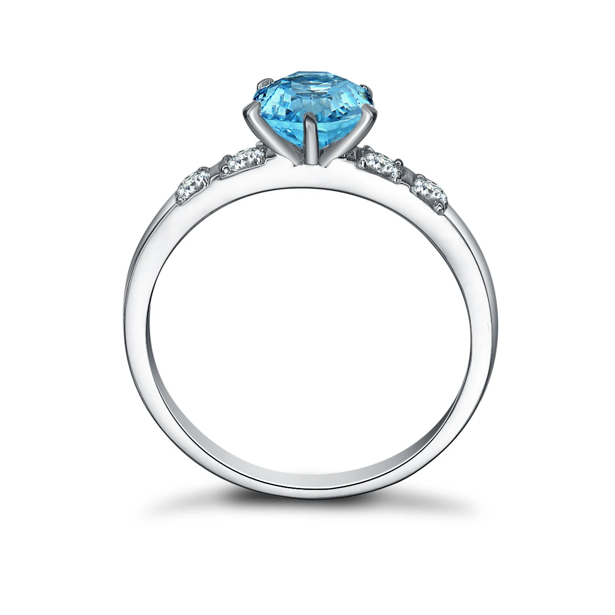 QYI природных Голубой топаз кольцо 925 пробы серебро Gemstone Fine Jewelry Solitaire Обручение кольца для Для женщин Бесплатная доставка