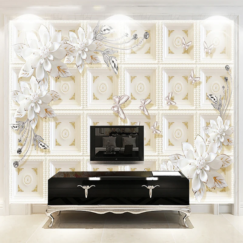 Пользовательские 3D Настенные обои Европейский Стиль Простой Мраморный Римский столб Алмазный цветок фон обои гостиная отель 3D декор