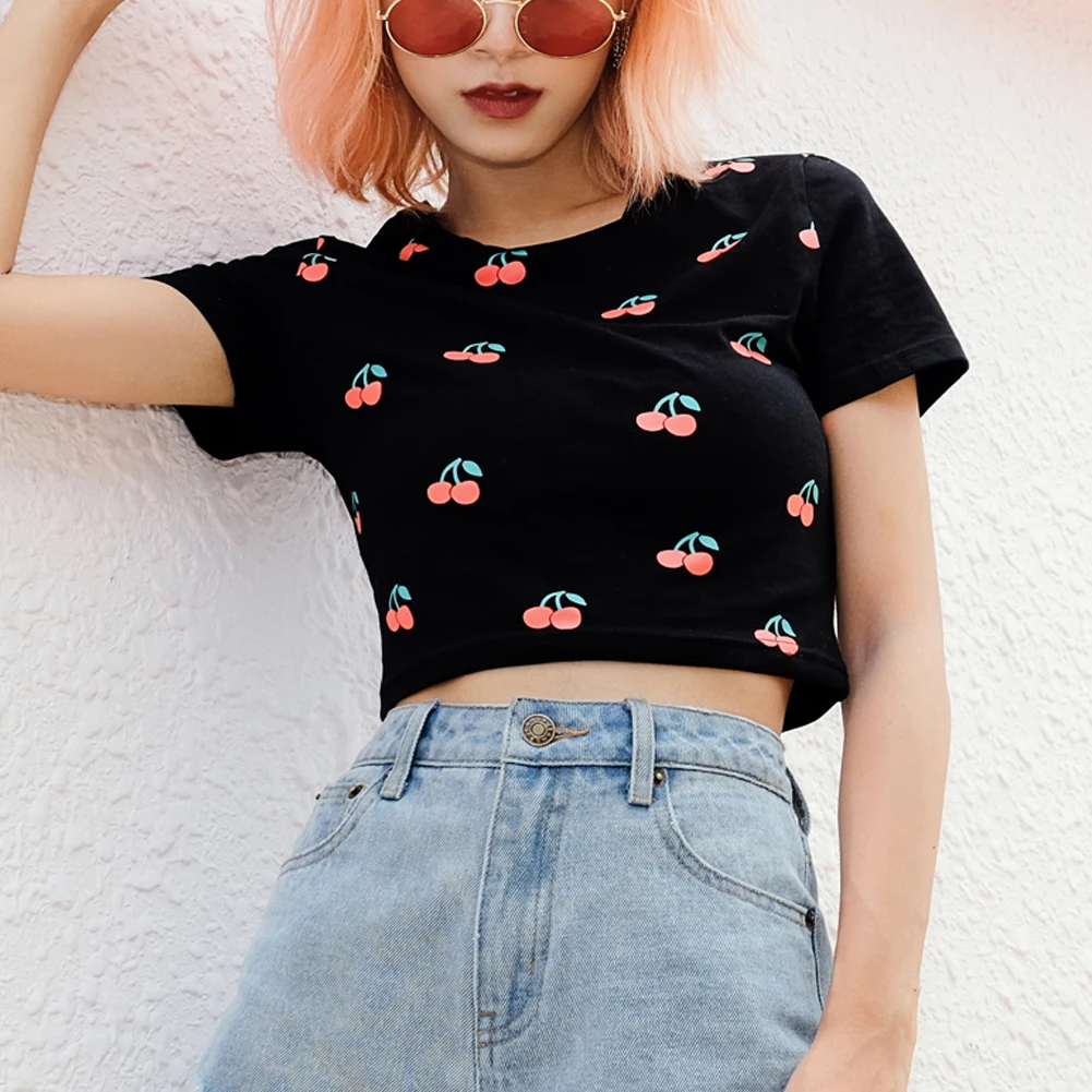 

2019 Women Short t shirt Casual Short Sleeve Crop Top Brand Casual Tee Tops Female T Shirts Summer Shirt For Woman 2019 Black