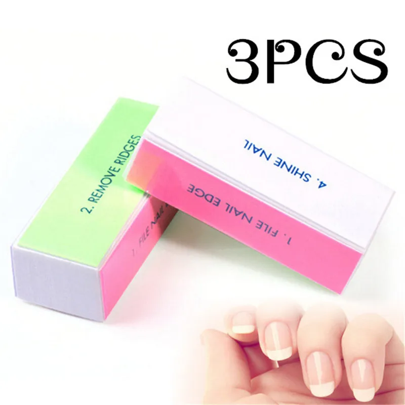 

Hot Sale! 3Pcs/lot Professional Colorful 4Way Nail File BufferSanding Nail Art Manicure Tools Polishing Block 131-0205-3