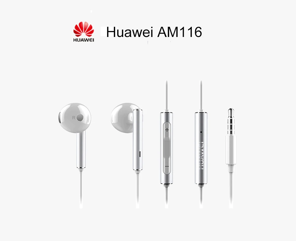 Huawei AM116 металлические наушники-вкладыши с микрофоном Регулятор громкости для samsung Xiaomi huawei смартфон