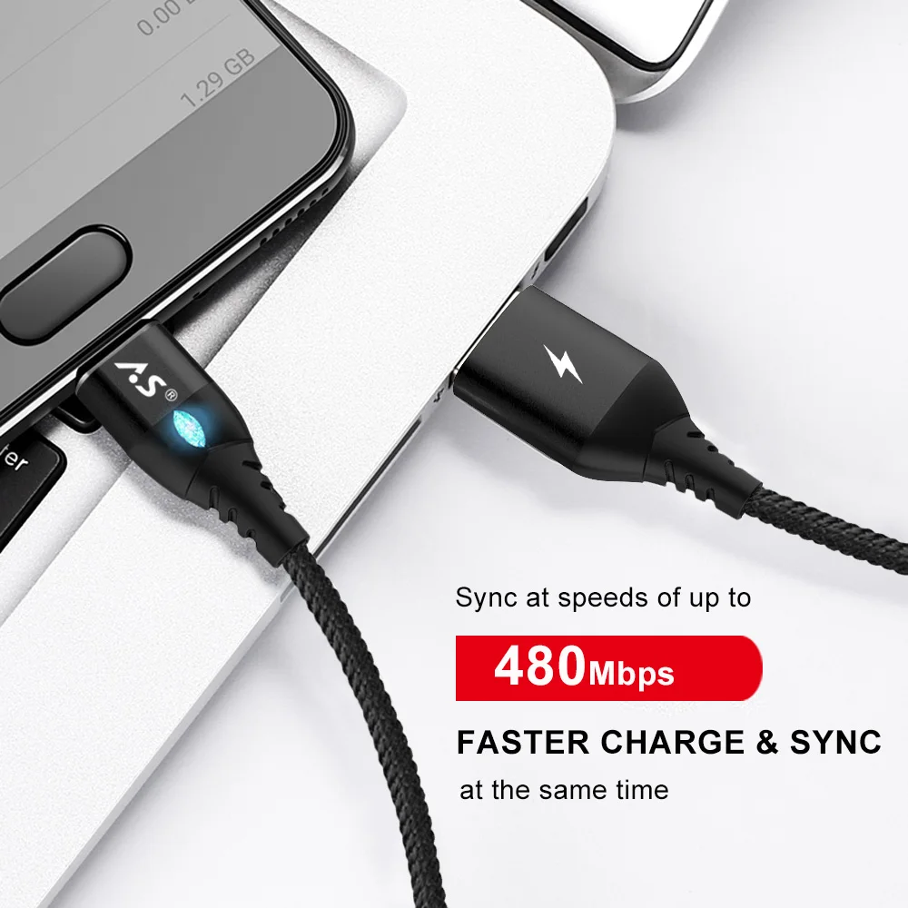 A.S светодиодный магнитный кабель для Lightning Micro USB Type C телефонный кабель для iPhone X 8 7 6 5 Xiaomi 1 м Магнитный зарядный кабель для телефона