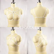 Белое платье с цветочным рисунком ремня через одно плечо гот, Харадзюку Женская портупея бюстгальтер фетиш одежда бондаж женское белье, туфли для танцев на шесте в стиле панк Жгут Бюстгальтер O0341