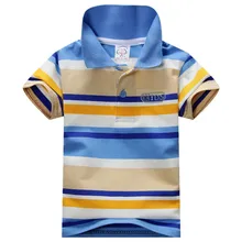 Летняя футболка для маленьких мальчиков, детские футболки-поло в полоску, хлопковые топы, Повседневная футболка, От 1 до 6 лет