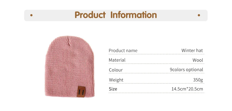 Winter Hat Kids Knitted Cap Warm Soft Cute Solid Children Beanies Hat Boys Girls Hats Headwear Kids Caps Accessories