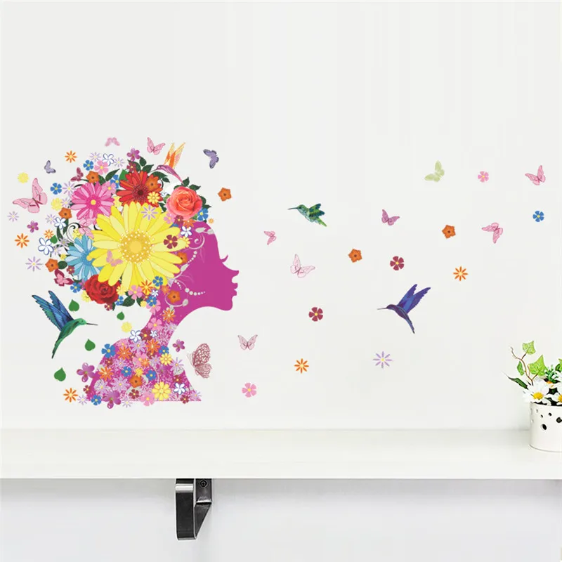 Romantic Floral Fairy Swing Wall Stickers for Kids Room Wall Decor Bedroom Living Room Children Girls Room Decal Poster Mural