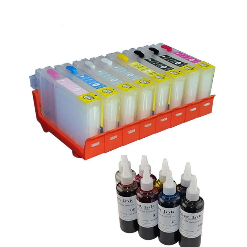 

8 PCS BCI 43 compatible Empty refillable ink Cartridge with 8 bottle ink Printer for Canon PLXUS PRO-100 with chip