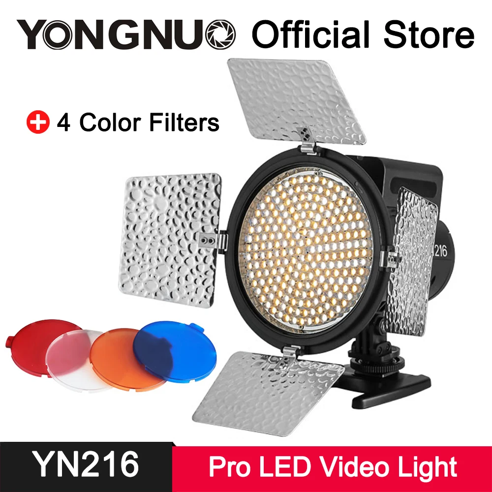

YongNuo YN216 LED Video Light 4 Color Plates CRI 95+ 3200K-5500K for Canon Nikon DSLR Camera Photo Studio Photographic Lighting