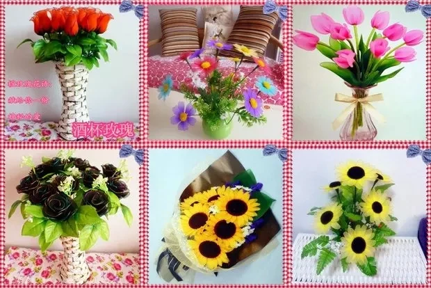 Set of 5: Vibrant Silk Flowers for Home and Wedding Decoration - DIY Nylon Stocking Material in 36 Colors