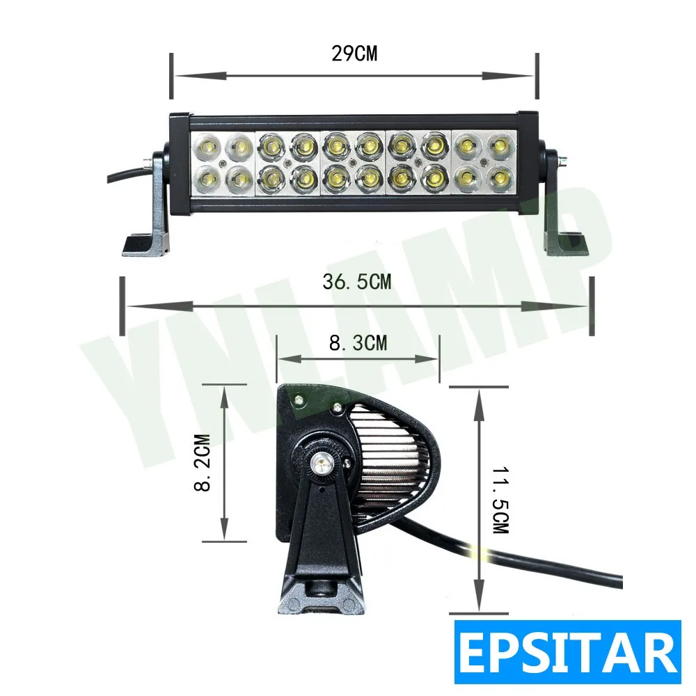 YNROAD 11,5 дюймов 60 Вт Epistar двухрядсветодио дный светодиодный свет бар пятно/Наводнение/Комбо 10 В-В 30 в 4800LM для 4x4 ATV UTV грузовик 4WD