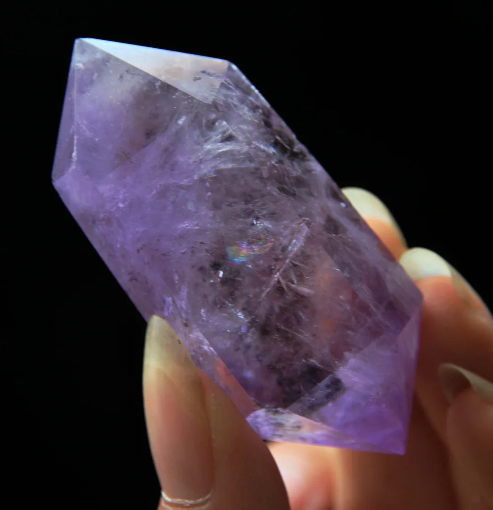 

huij 00750 AA+++ NATURAL PREETY AMETHYST CRYSTAL QUARTZ DT WAND POINT HEALING