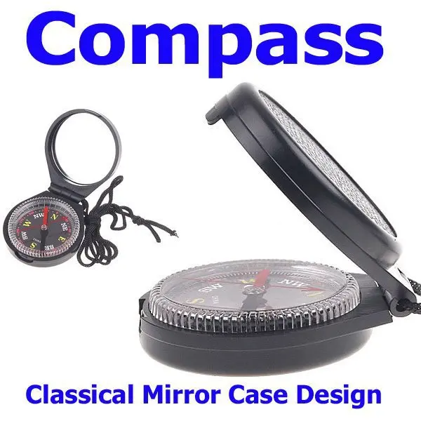 Pocket Leather Fringe Dermatoglyph Mirror Case Compass Free Shipping Wholesale 25pcs/lot | Спорт и развлечения