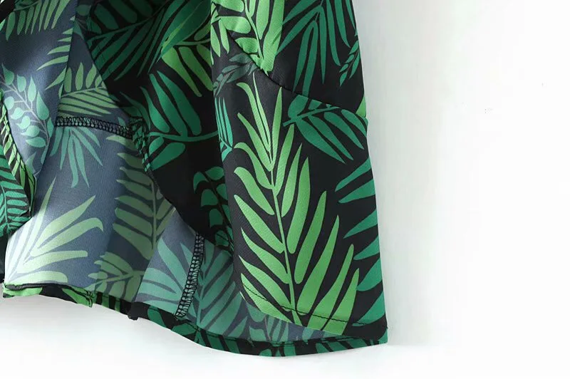 Новинка 2019 года; винтажная юбка с принтом в виде листьев тропического леса и разрезом спереди; юбка с оборками; зеленые женские