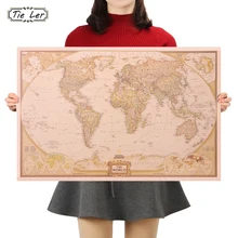 Papel Kraft mate Retro Vintage TIE LER, mapa del mundo, póster antiguo, pegatina para pared, decoración del hogar, 72*47CM