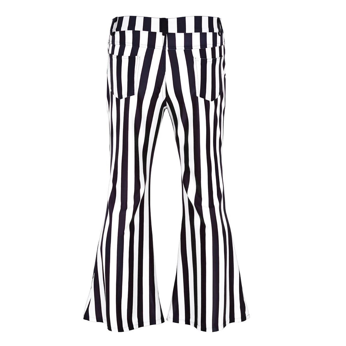 iiniim Mens 60's 70's Retro Vintage Mid Waist Striped Stretch Bell Bottom Super Flares Long Pants Casual Trousers Sexy Panties