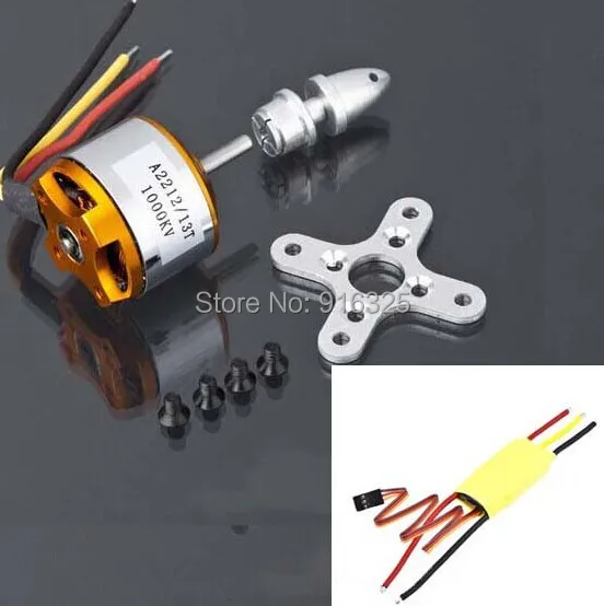 A2212 1000KV Brushless Outrunner Motor 13T for RC Aircraft KK QuadCopter UFO + 30A ESC for Multicopter 450 X525 Quadcopter 4pcs a2212 1400kv brushless outrunner motor for rc quadcopter multi copter x kk aircraft