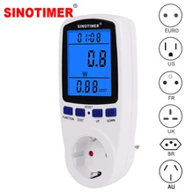 Tomada digital de medição de energia, medidor de energia de w, tomada ue eua, reino unido, br au, kwh, ac 230v 120 eletricidade v com retroiluminação
