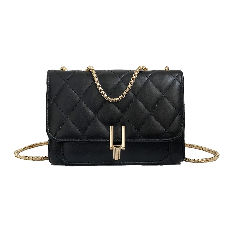 

2019 New High Quality Leather Thread Women Messenger Bag Female Chain Strap Shoulder Bag Small Criss-Cross Ladies' Flap Bag