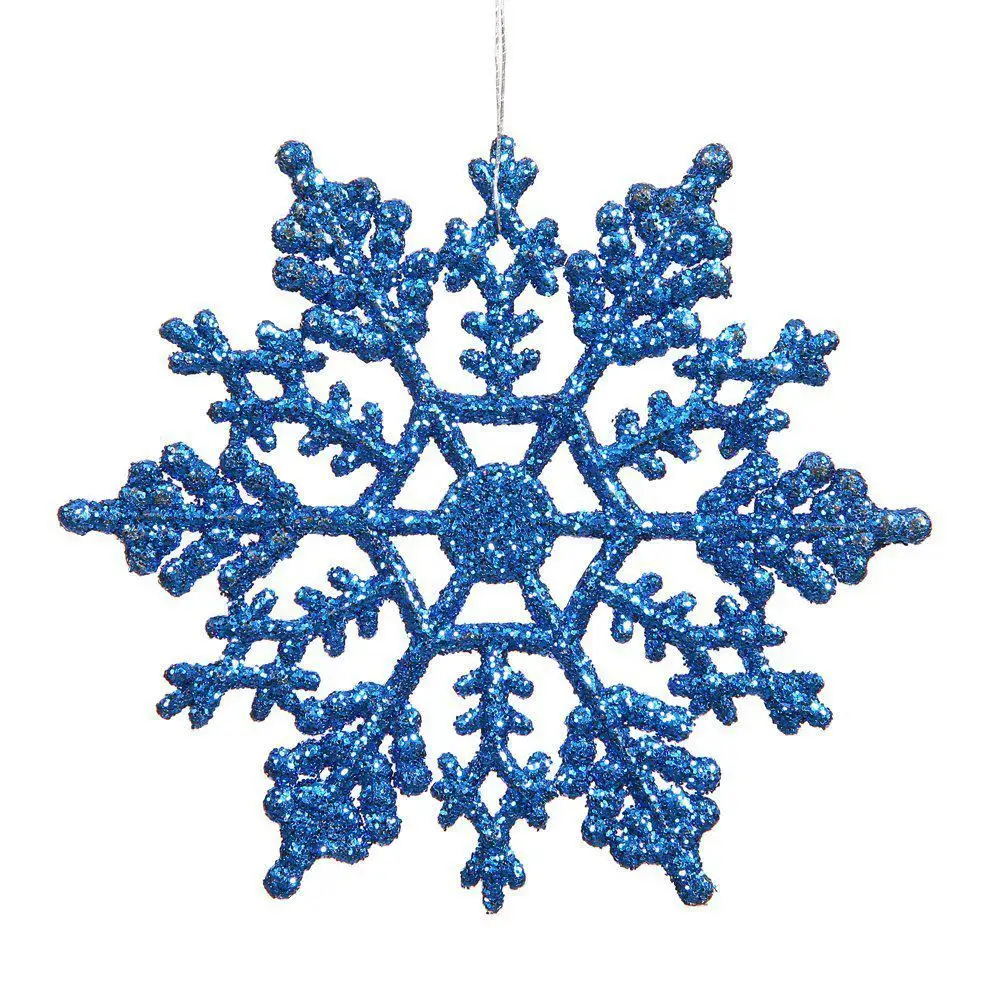 AsyPets Vickerman Plastic Glitter Snowflake 4 Inch Blue Snowflake 24pcs