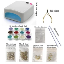 9 видов стилей УФ 36 Вт Светодиодный светильник 14 цветов Стразы ножницы для ногтей драгоценный камень раскачивающая ручка инструменты для дизайна ногтей маникюрный набор гелевые инструменты для ногтей