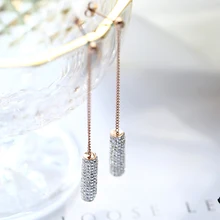 YUN RUO модные круглые серьги-гвоздики с кисточкой и кристаллами розового золотистого цвета женский подарок титановая сталь хорошее ювелирное изделие никогда не выцветает