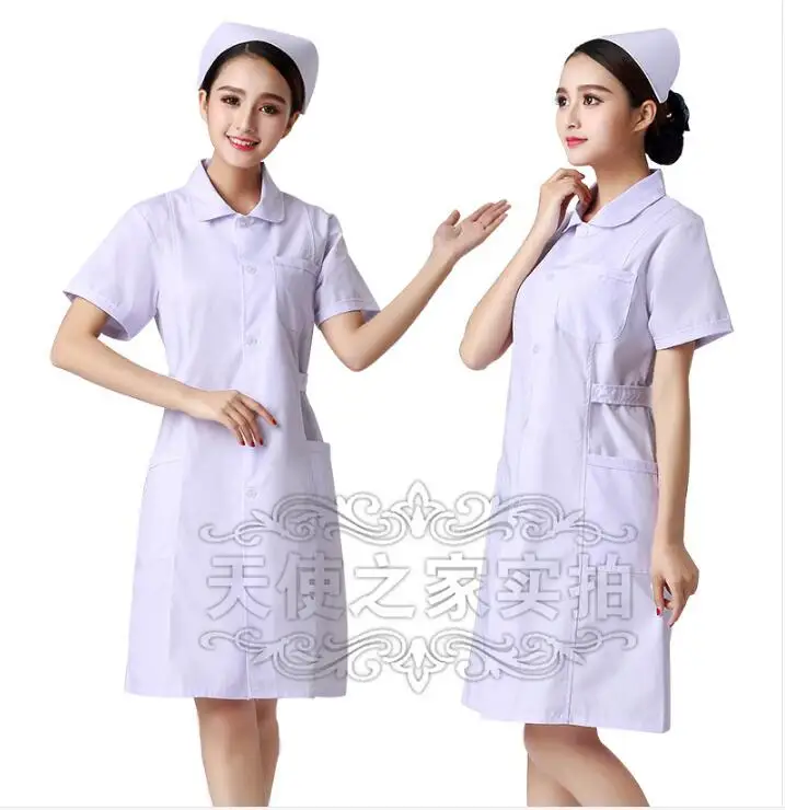 Костюм больничной медсестры летняя медицинская одежда с коротким рукавом косметолога аптека белое пальто