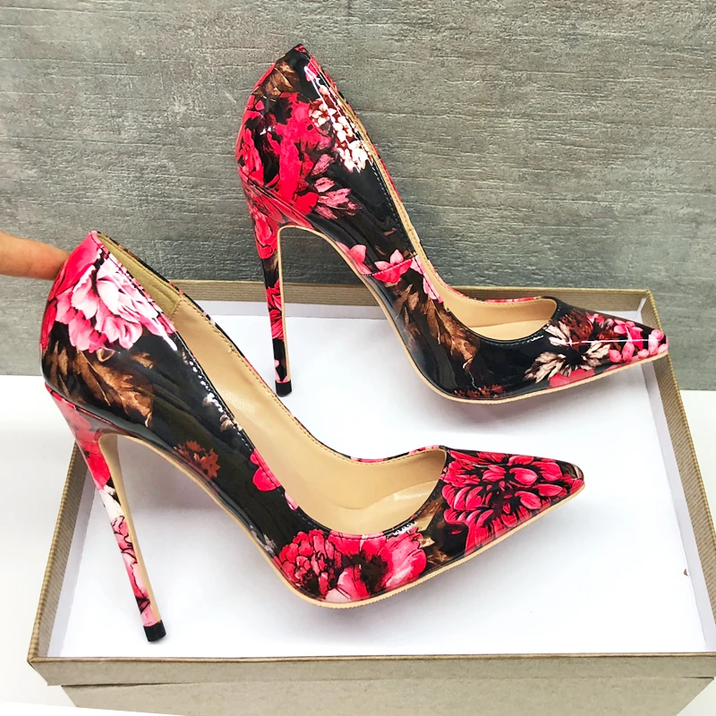 

2019 Fashion free shipping Women lady PRINT Patent leather Poined Toe Stiletto high heel pump HIGH-HEELED SHOES Wedding shoes