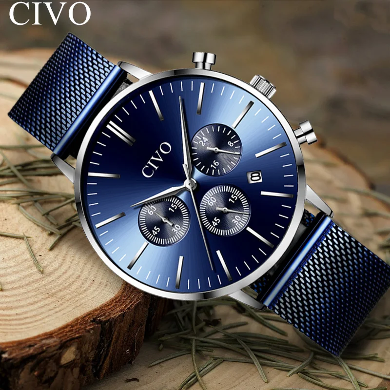 

CIVO Fashion Men Sport Watches Waterproof Mesh Watch Luxury Minimalist Male Wristwatch Top Brand Clock Relogio Masculino