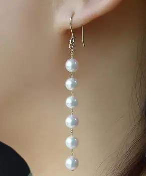 

free shipping >>>>noble jewelry gorgeous 10-11mm south sea round white pearl earring 14k