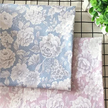 

100x160cm Graceful Grey Pink Blue Blooming Flowers Cotton Fabric Floral Fabric For DIY Sewing Clothing Bedding Quilting