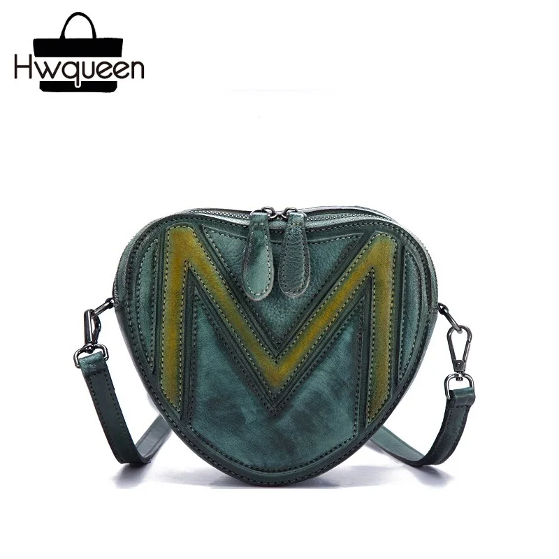 

Loving Heart Designer Genuine Leather Zipper Closure Girls Small Shoulder Bag Cowskin Female Messenger Bag Woman Crossbody Bag