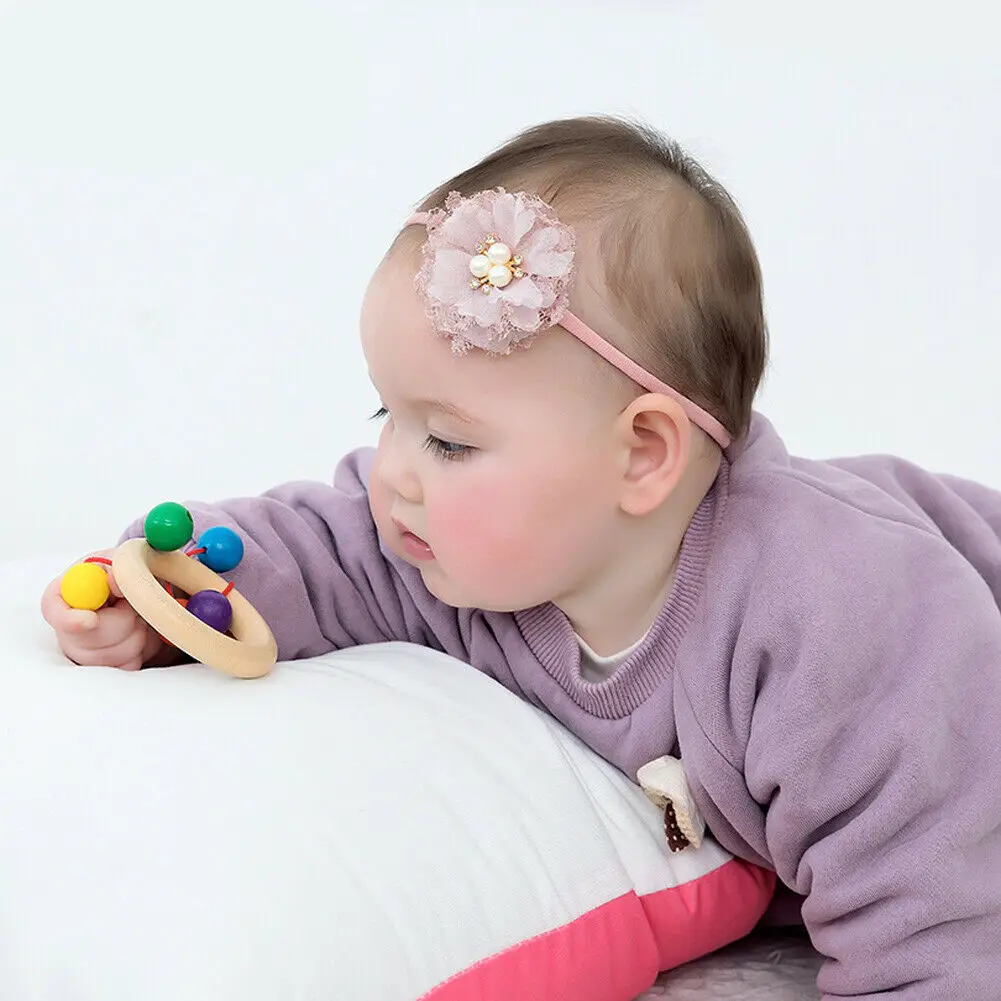 7 Colors Kid Girl Baby Pearl Flower Hair Ring Rope Holder Cute Elastic Colorful Band Ring Kids Baby Girl Lovely Hair Accessories
