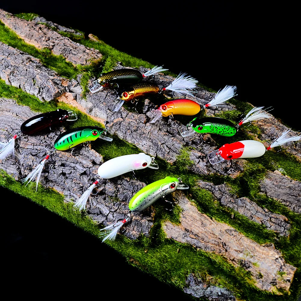 

9pcs/lot 10g 62mm Mini Popper Fishing Lures 3D Eyes Crankbait Wobblers Tackle