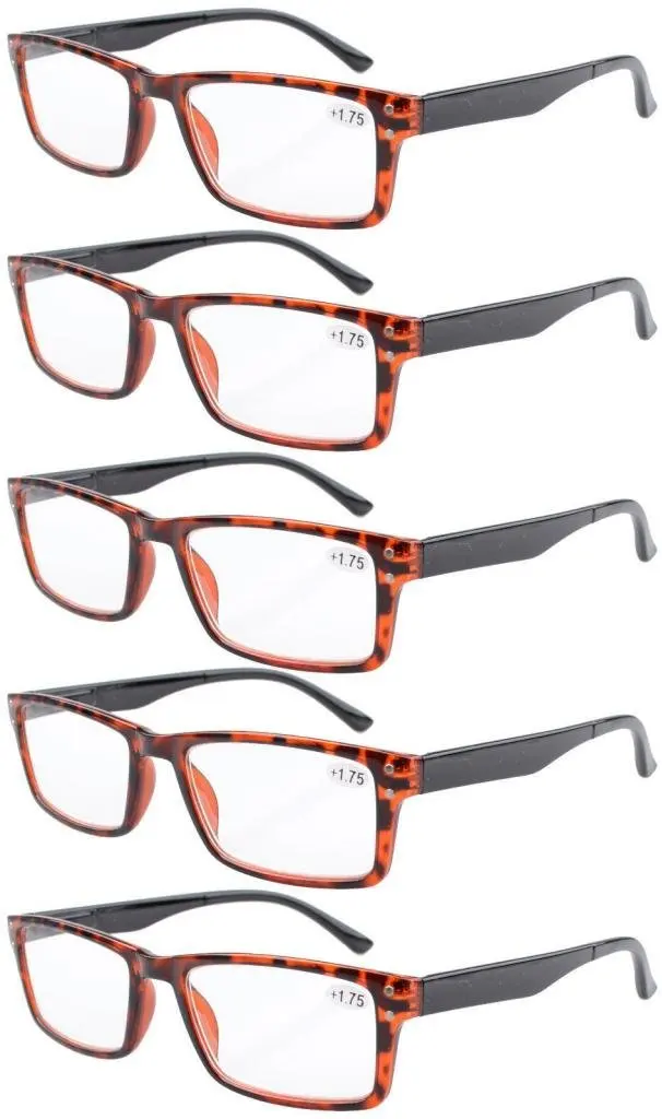 R057 Eyekepper 5-pack весенние шарниры ретро очки для чтения включают очки для чтения+ 100-+ 400 - Цвет оправы: 5 pcs Black Arm