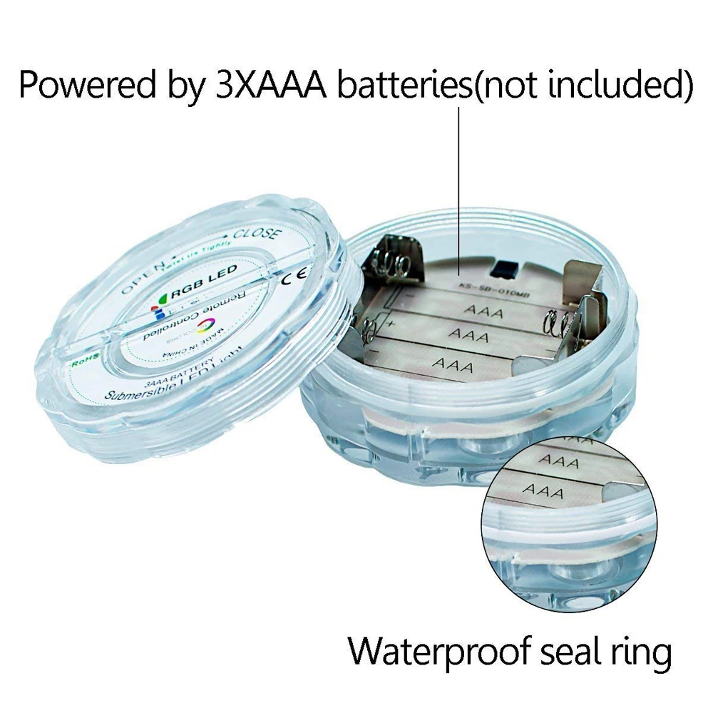 10 светодио дный Дистанционное управление подводный IP68 Водонепроницаемый RGB многоцветный Батарея питание погружная ваза украшения бассейн