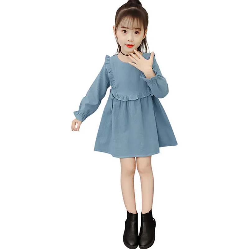 

2019 Autumn Spring Girls Princess Dress Child Party Long Sleeve Perform Dance Wedding Dress Girl School Cute Dress Kid Clothes