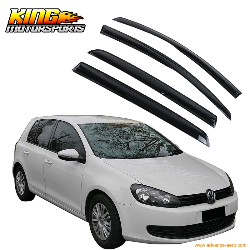 

For 2010-2014 VW Golf MK6 Smoked Aero JDM Wind Deflectors Stick On Window Visors USA Domestic Free Shipping