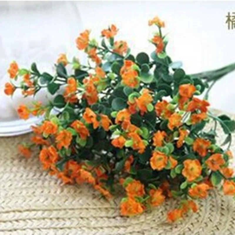 Por Silk Orange Flowers Lots New Brand Orange Color Artificial Gypsophila Baby S Breath Fake Silk Flower Home Party Wedding Decor