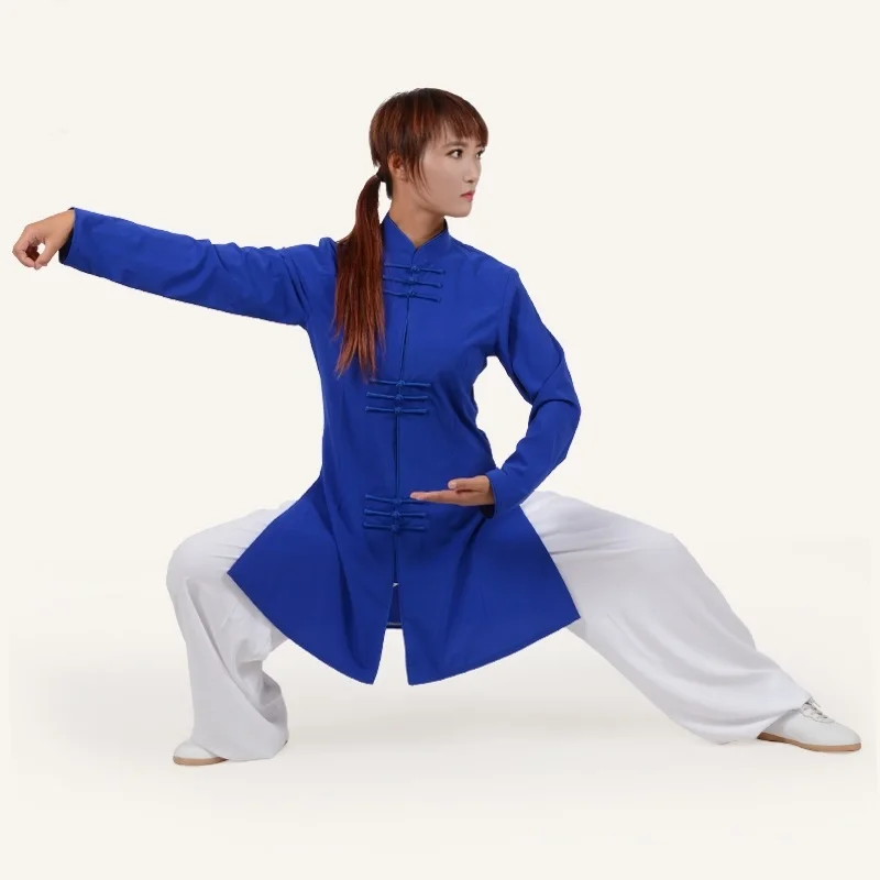 Tai Chi эластичная традиционная китайская одежда для женщин Интернет-магазин кунг-фу наряд крыло Chun Wushu одежда TA1194 - Цвет: sapphire blue white