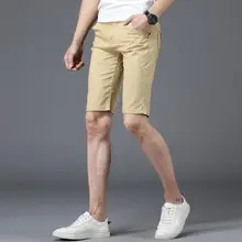 28-38 Plain Color Cargo Shorts Men Summer Casual Streetwear Zipper Fly Slim Fit Light Weight Knee Cotton Men Shorts