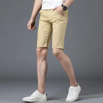 

28-38 Plain Color Cargo Shorts Men Summer 2020 Casual Streetwear Zipper Fly Slim Fit Light Weight Knee Cotton Men Shorts