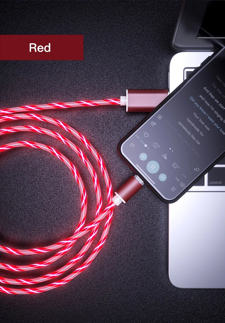 1 м светящееся освещение Магнитный usb-кабель для iPhone XR X 7 8 Micro type C зарядное устройство Быстрая зарядка магнит зарядка USB-C type-C